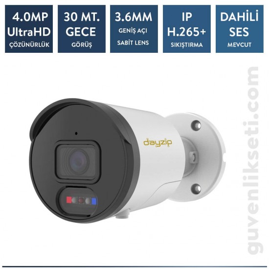 Dayzip DZ-4036AD 4MP IP Sesli ve Hoparlörlü Bullet Kamera